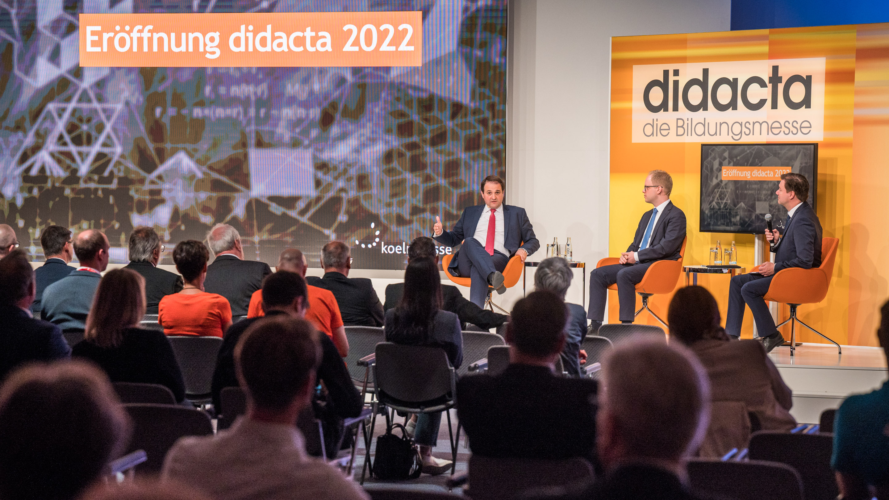 Eröffnung der didacta 2022 mit Nathanael Liminski, Dr. Jens Brandenburg, Prof. Dr. Matthias Degen, Konrad-Adenauer-Saal, Congress-Centrum Nord
